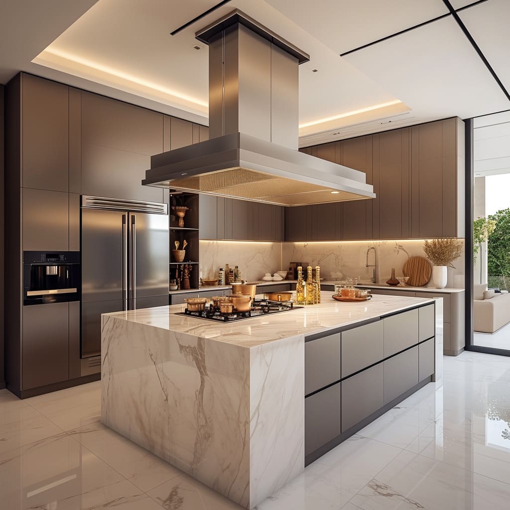 Unique kitchen hood in kitchen interior design Dubai